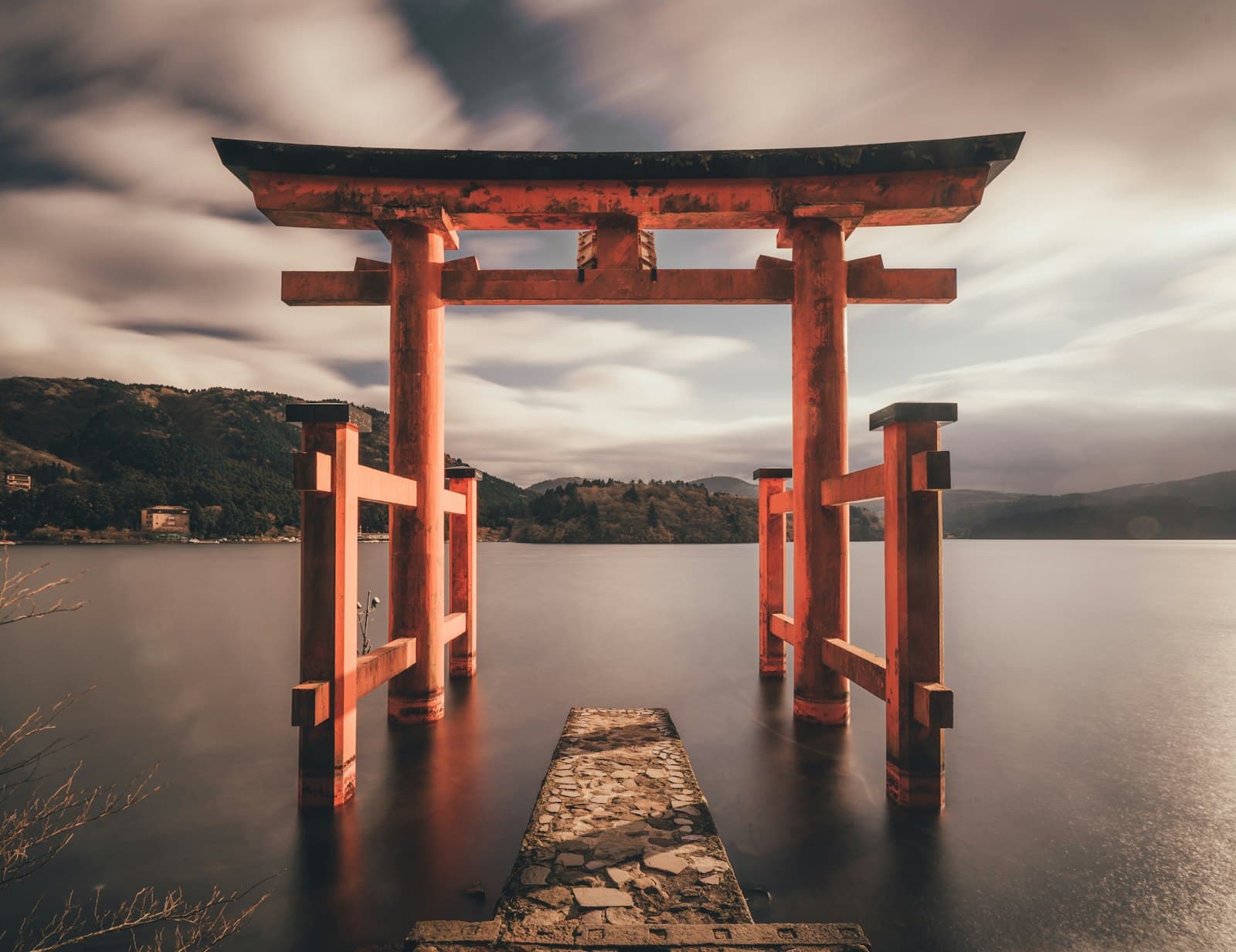 torii gate on the water